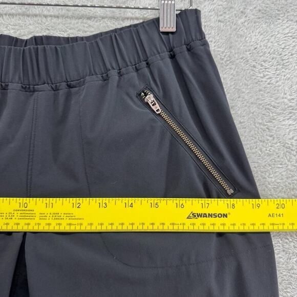 Athleta Pants Womens 6 Black Pull On Elastic Waist Mid Rise Straight Rushed Hem - Picture 15 of 16